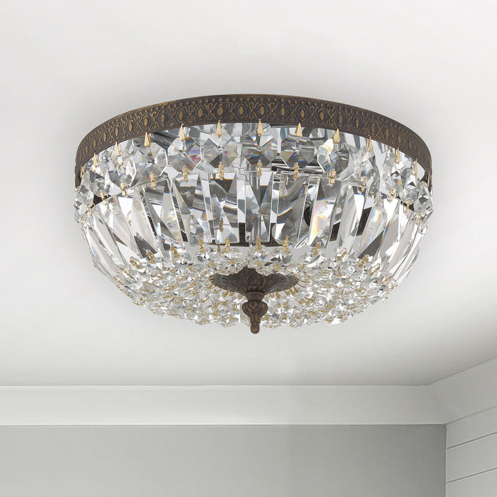 ##Antique Hardware## Crystorama 3 Light Hand Cut Crystal English Bronze Flush Mount