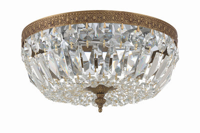 ##Antique Hardware## Crystorama 3 Light Hand Cut Crystal Olde Brass Flush Mount