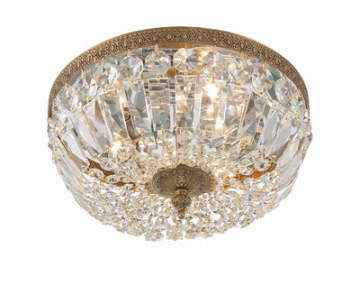 ##Antique Hardware## Crystorama 3 Light Hand Cut Crystal Olde Brass Flush Mount