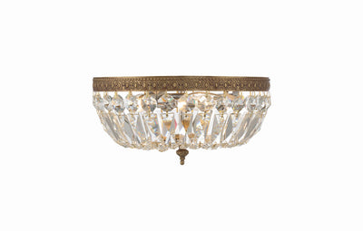 ##Antique Hardware## Crystorama 3 Light Hand Cut Crystal Olde Brass Flush Mount