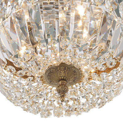 ##Antique Hardware## Crystorama 3 Light Hand Cut Crystal Olde Brass Flush Mount