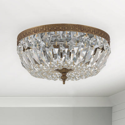 ##Antique Hardware## Crystorama 3 Light Hand Cut Crystal Olde Brass Flush Mount