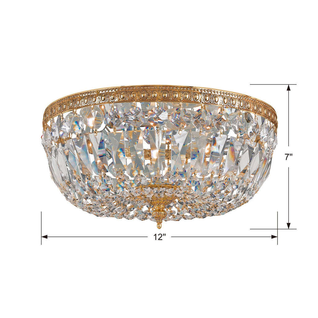 ##Antique Hardware## Crystorama 3 Light Hand Cut Crystal Olde Brass Flush Mount