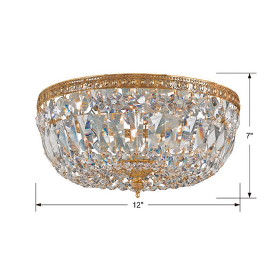 ##Antique Hardware## Crystorama 3 Light Hand Cut Crystal Olde Brass Flush Mount