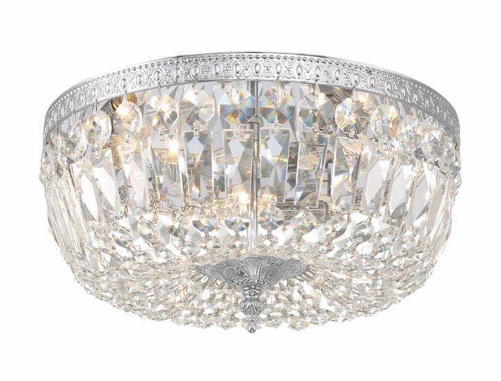 ##Antique Hardware## Crystorama 3 Light Hand Cut Crystal Polished Chrome Flush Mount