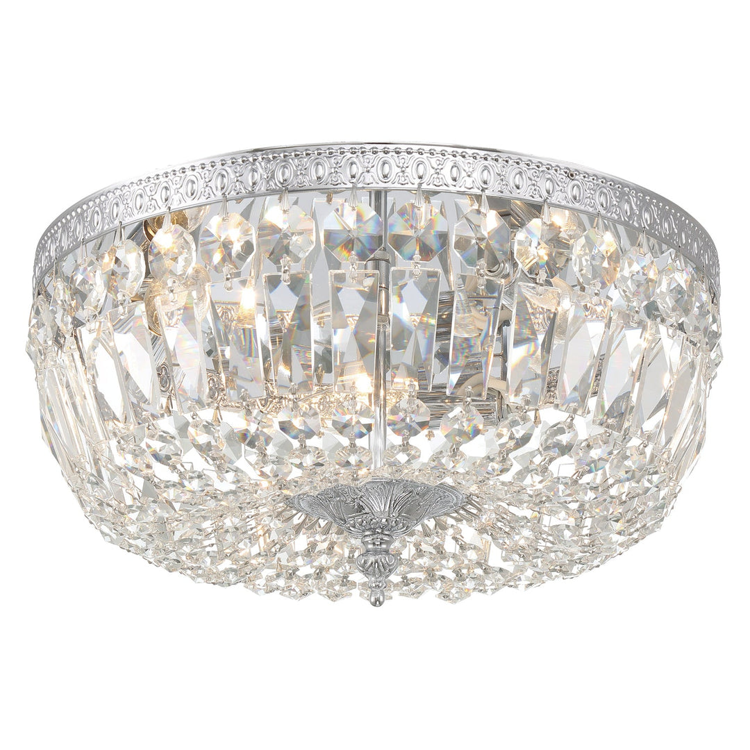 ##Antique Hardware## Crystorama 3 Light Spectra Crystal Polished Chrome Flush Mount