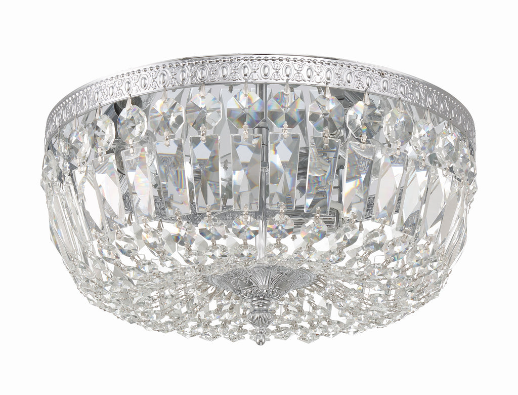 ##Antique Hardware## Crystorama 3 Light Spectra Crystal Polished Chrome Flush Mount