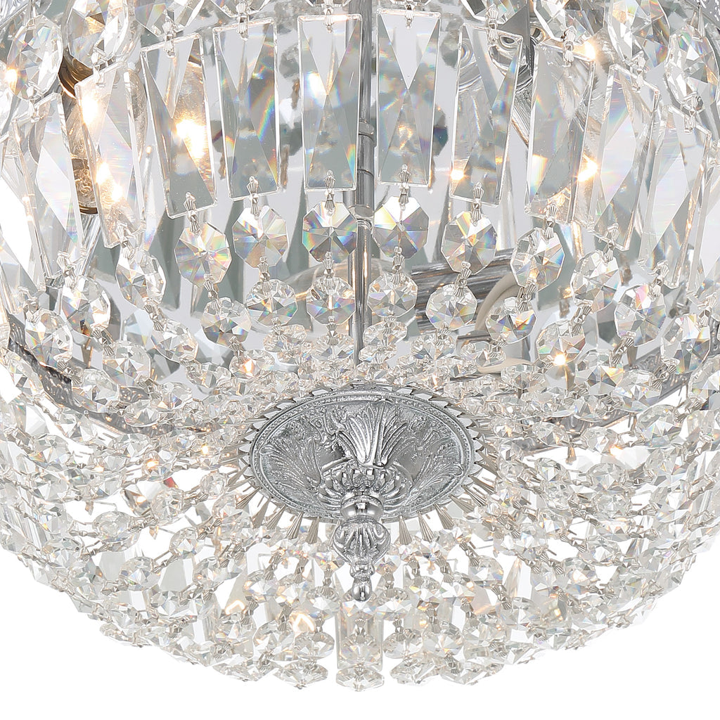 ##Antique Hardware## Crystorama 3 Light Spectra Crystal Polished Chrome Flush Mount