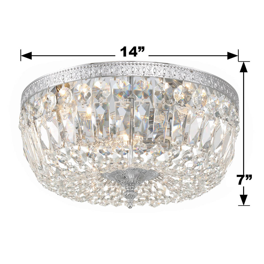 ##Antique Hardware## Crystorama 3 Light Spectra Crystal Polished Chrome Flush Mount