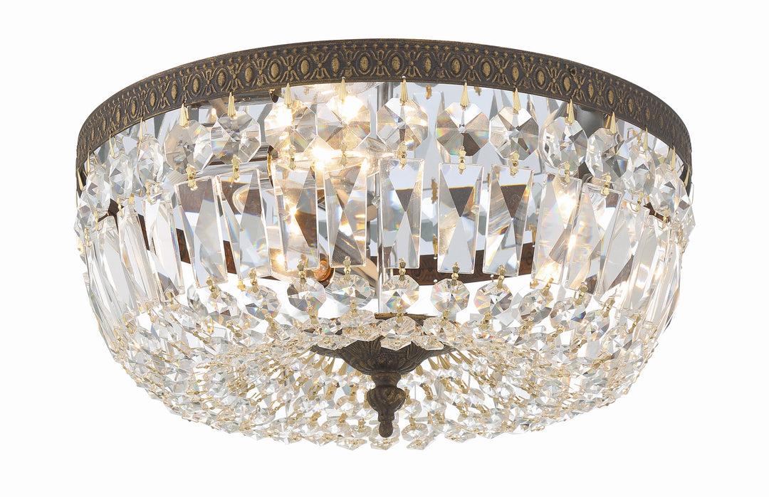 ##Antique Hardware## Crystorama 3 Light English Bronze Hand Cut Crystal Flush Mount