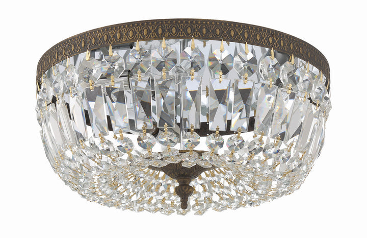 ##Antique Hardware## Crystorama 3 Light English Bronze Hand Cut Crystal Flush Mount