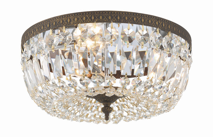 ##Antique Hardware## Crystorama 3 Light Spectra Crystal English Bronze Flush Mount