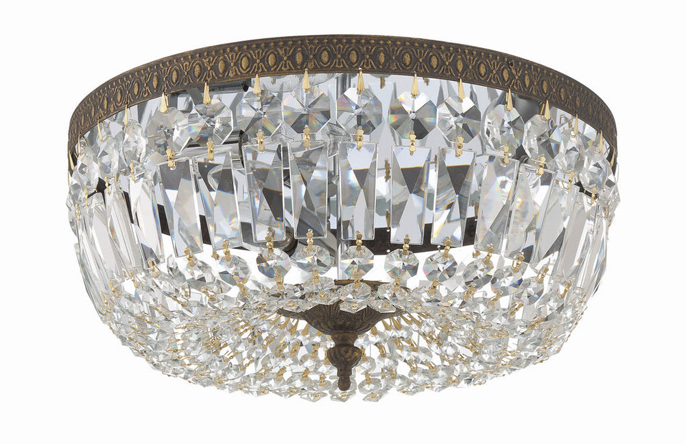 ##Antique Hardware## Crystorama 3 Light Spectra Crystal English Bronze Flush Mount