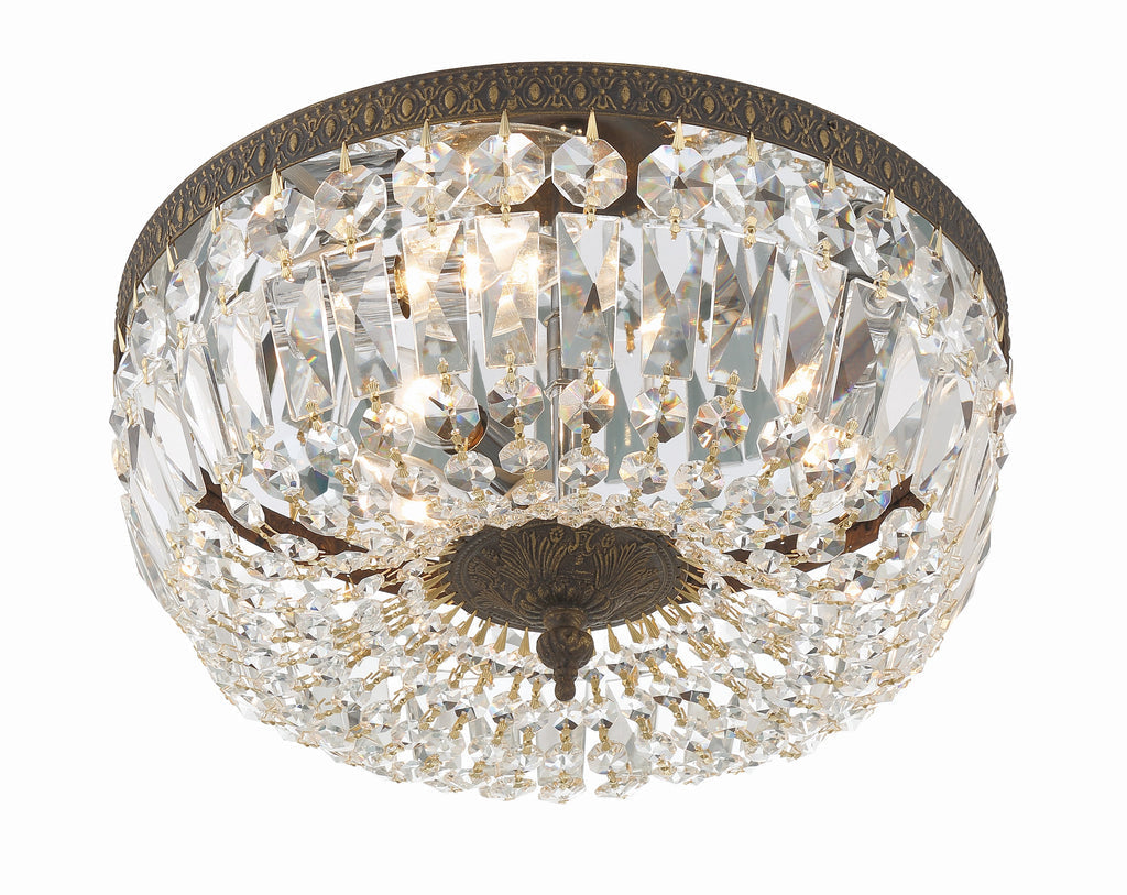 ##Antique Hardware## Crystorama 3 Light Spectra Crystal English Bronze Flush Mount