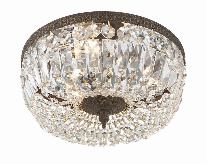 ##Antique Hardware## Crystorama 3 Light Spectra Crystal English Bronze Flush Mount