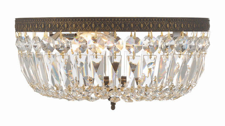##Antique Hardware## Crystorama 3 Light Spectra Crystal English Bronze Flush Mount