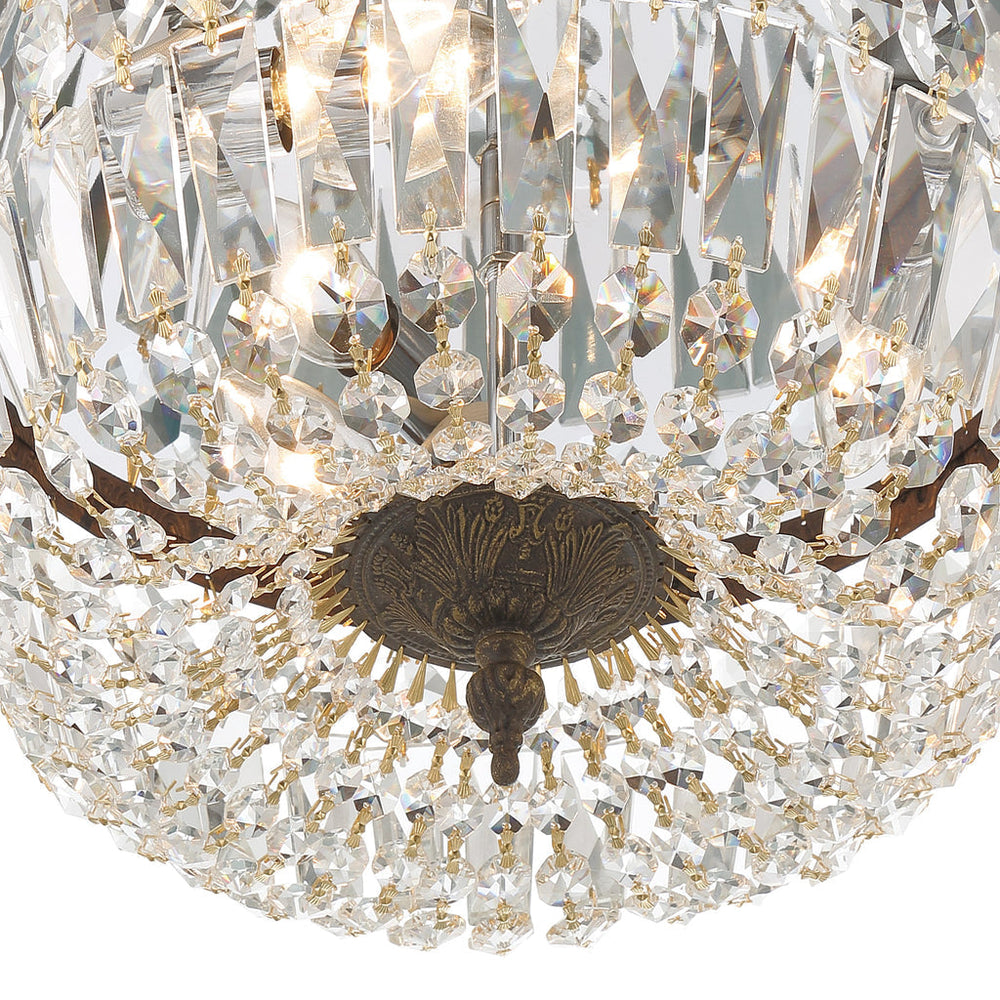 ##Antique Hardware## Crystorama 3 Light English Bronze Hand Cut Crystal Flush Mount