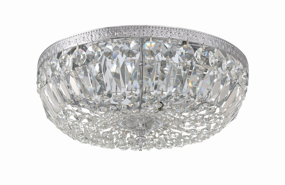 ##Antique Hardware## Crystorama 3 Light Clear Hand Cut Polished Chrome Flush Mount