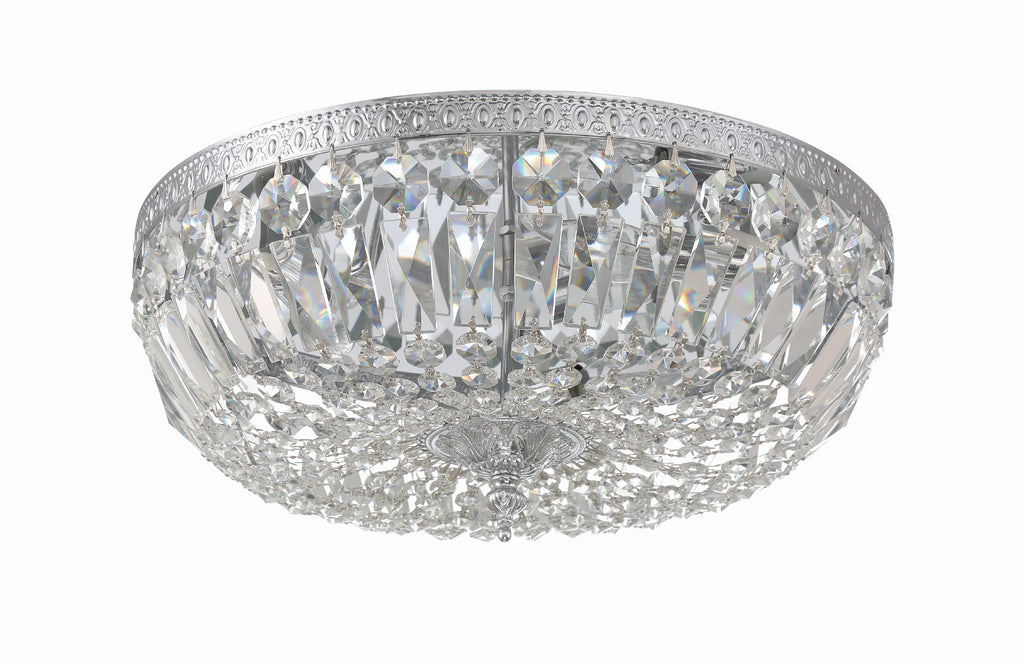 ##Antique Hardware## Crystorama 3 Light Clear Hand Cut Polished Chrome Flush Mount