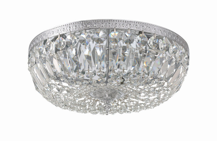 ##Antique Hardware## Crystorama 3 Light Clear Hand Cut Polished Chrome Flush Mount