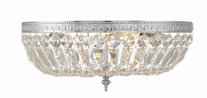 ##Antique Hardware## Crystorama 3 Light Clear Hand Cut Polished Chrome Flush Mount