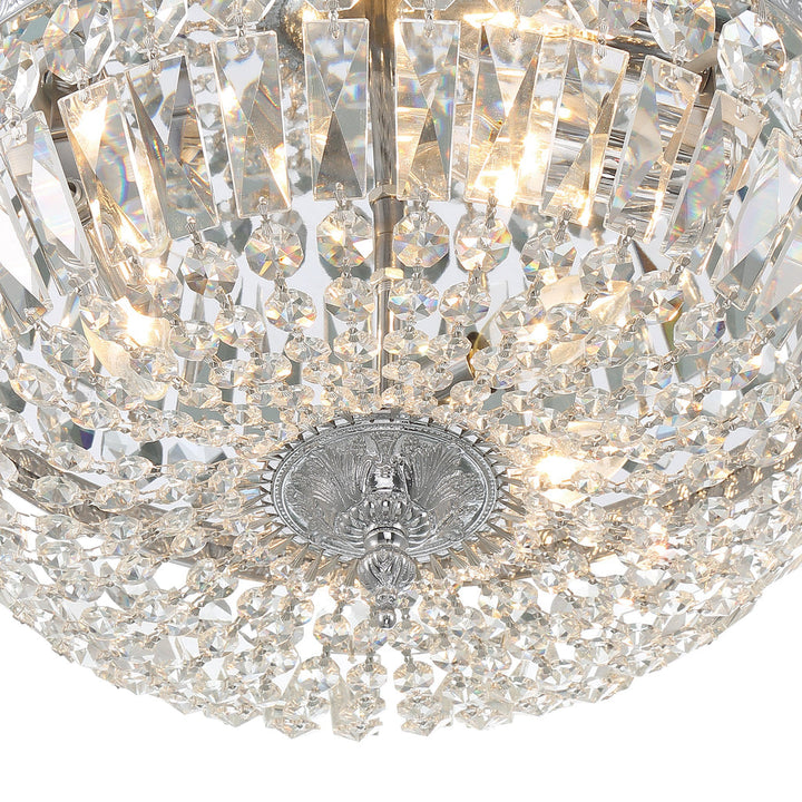 ##Antique Hardware## Crystorama 3 Light Clear Hand Cut Polished Chrome Flush Mount