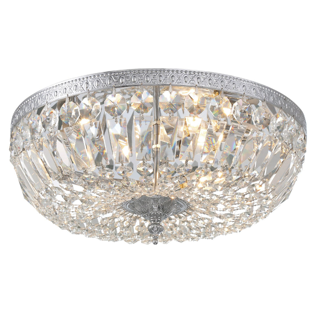 ##Antique Hardware## Crystorama 3 Light Spectra Crystal Polished Chrome Flush Mount