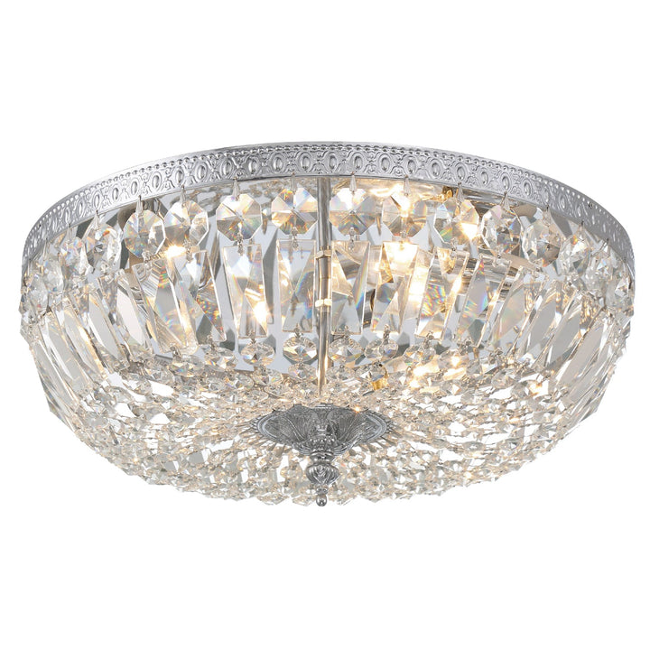 ##Antique Hardware## Crystorama 3 Light Spectra Crystal Polished Chrome Flush Mount