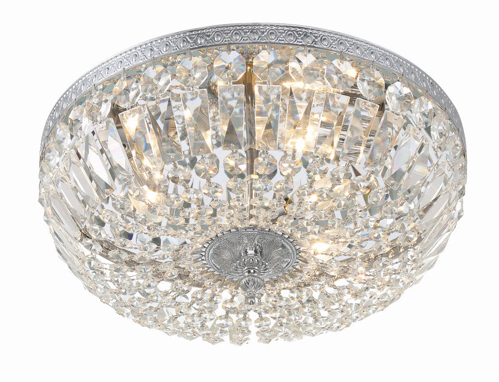 ##Antique Hardware## Crystorama 3 Light Spectra Crystal Polished Chrome Flush Mount