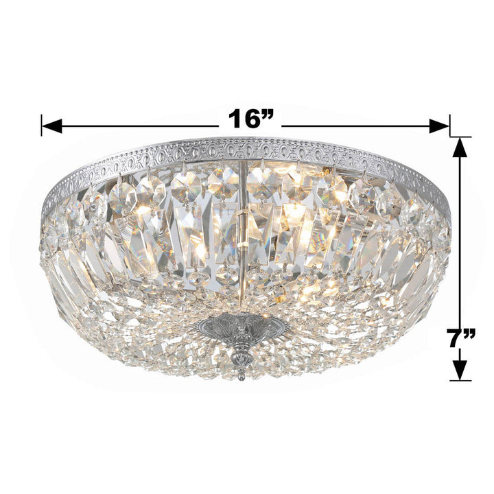##Antique Hardware## Crystorama 3 Light Spectra Crystal Polished Chrome Flush Mount