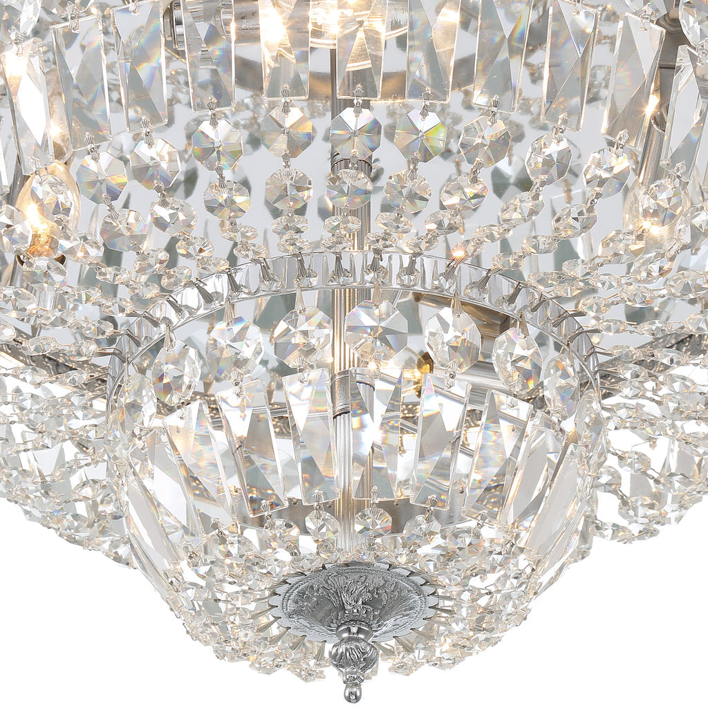 ##Antique Hardware## Crystorama 4 Light Clear Hand Cut Polished Chrome Flush Mount
