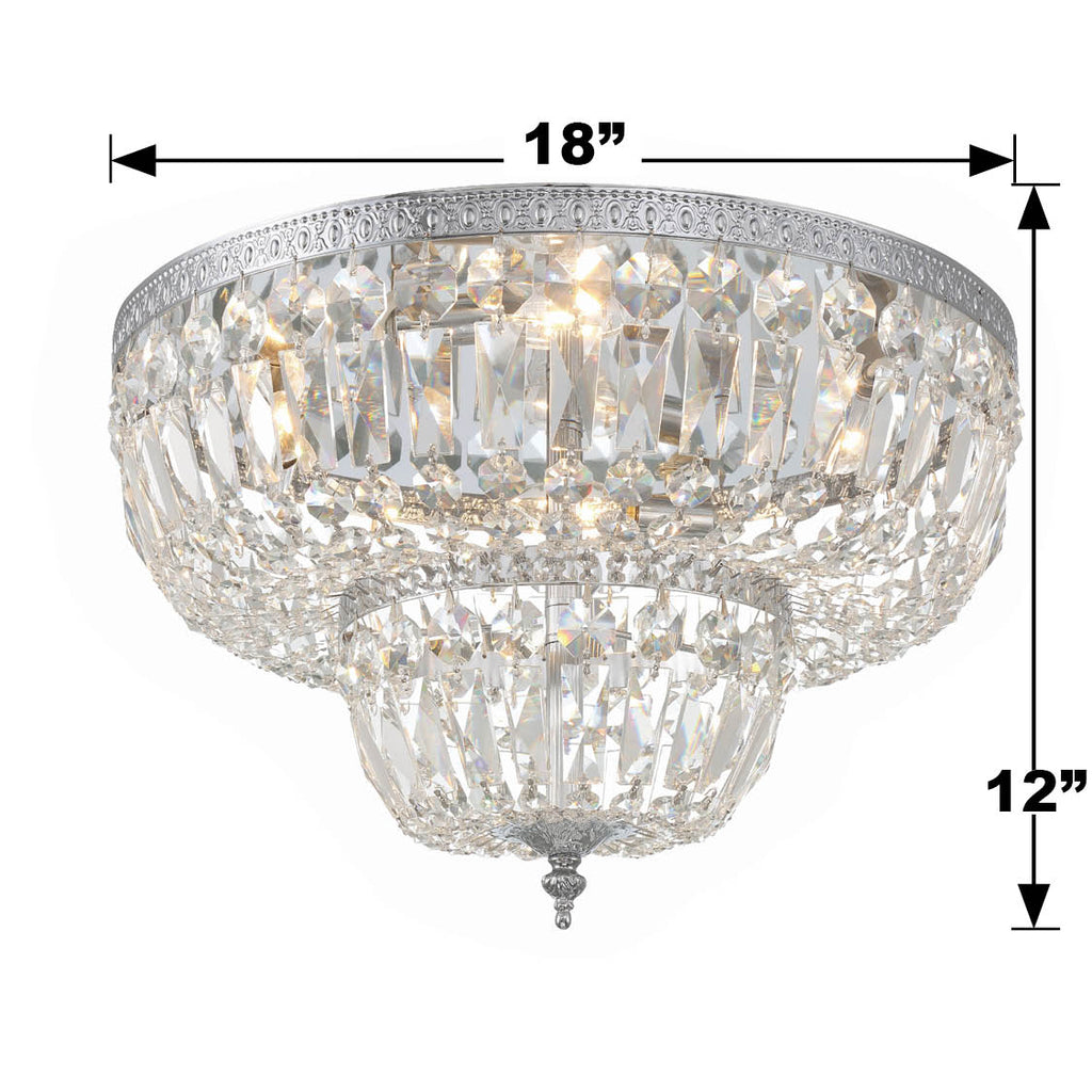 ##Antique Hardware## Crystorama 4 Light Clear Hand Cut Polished Chrome Flush Mount