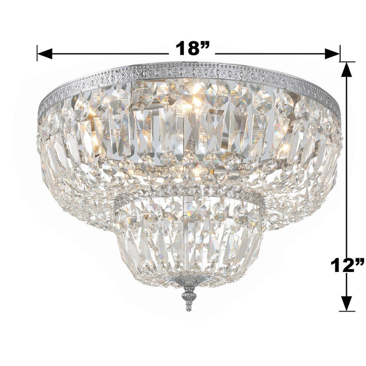 ##Antique Hardware## Crystorama 4 Light Clear Hand Cut Polished Chrome Flush Mount