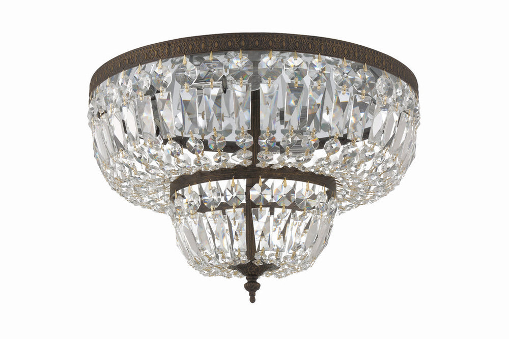 ##Antique Hardware## Crystorama 4 Light Clear Hand Cut English Bronze Flush Mount
