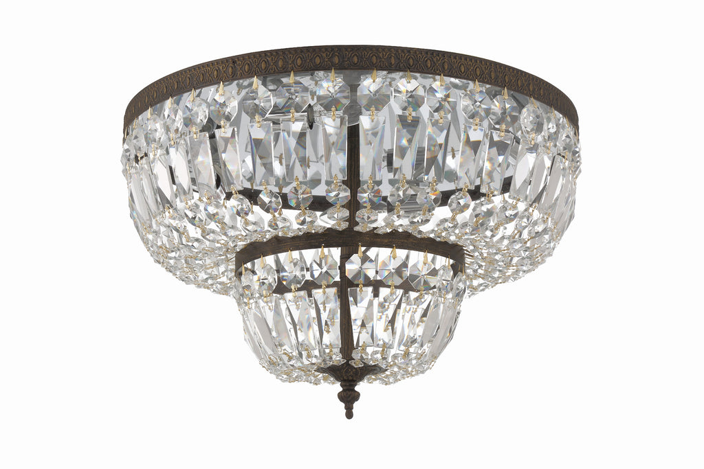 ##Antique Hardware## Crystorama 4 Light Clear Hand Cut English Bronze Flush Mount