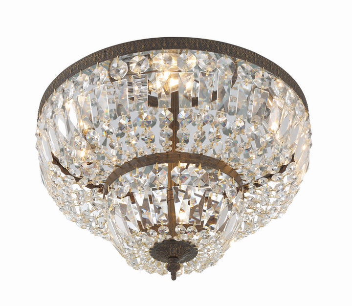 ##Antique Hardware## Crystorama 4 Light Clear Hand Cut English Bronze Flush Mount