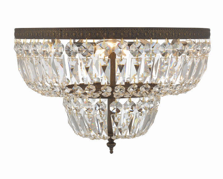 ##Antique Hardware## Crystorama 4 Light Clear Hand Cut English Bronze Flush Mount