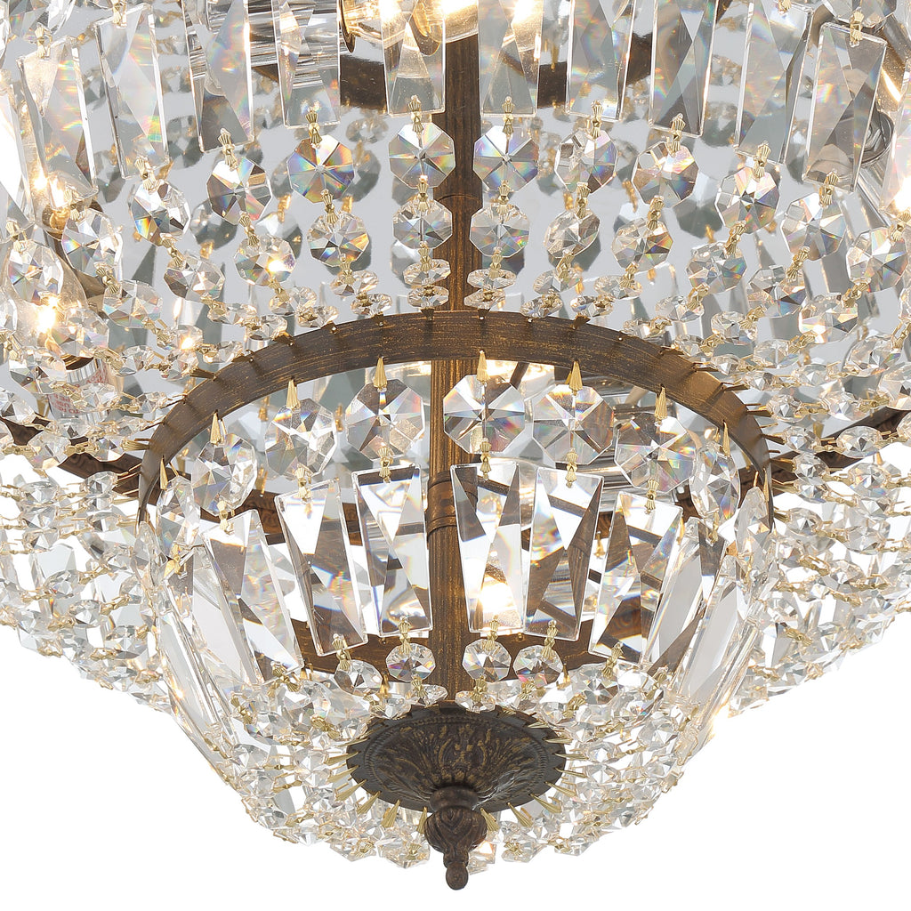 ##Antique Hardware## Crystorama 4 Light Clear Hand Cut English Bronze Flush Mount
