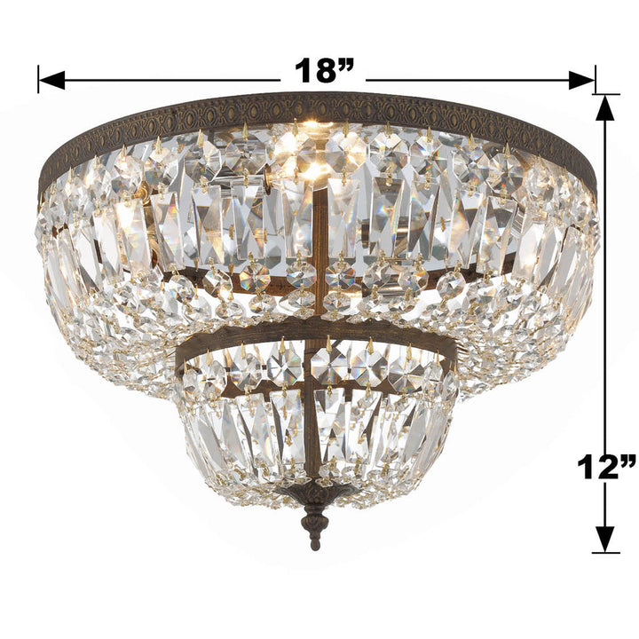 ##Antique Hardware## Crystorama 4 Light Clear Hand Cut English Bronze Flush Mount
