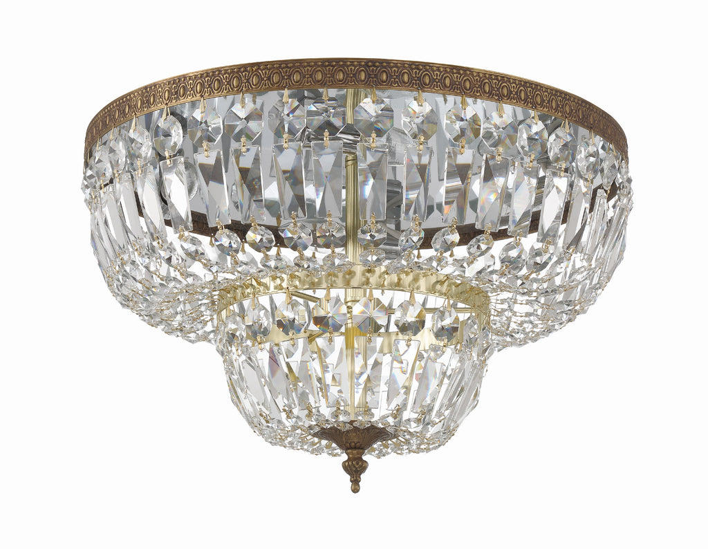 Antique Hardware Crystorama 4 Light Clear Hand Cut Olde Brass Flush Mount Semi Flush