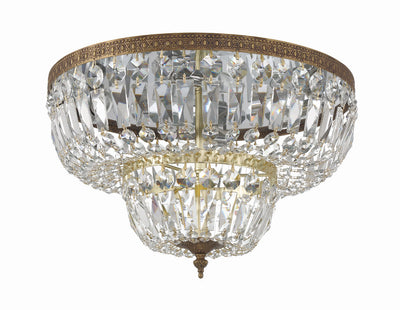 Antique Hardware Crystorama 4 Light Clear Hand Cut Olde Brass Flush Mount Semi Flush