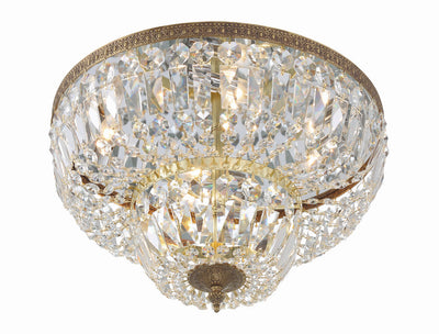 Antique Hardware Crystorama 4 Light Clear Hand Cut Olde Brass Flush Mount Semi Flush