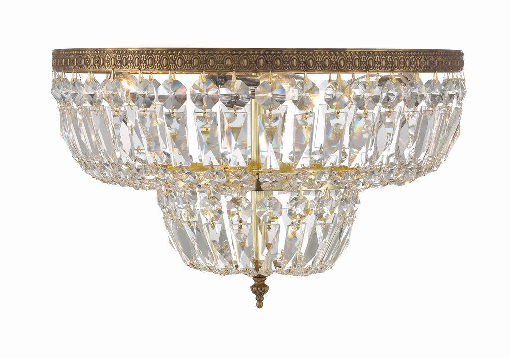 Antique Hardware Crystorama 4 Light Spectra Crystal Olde Brass Flush Mount Semi Flush