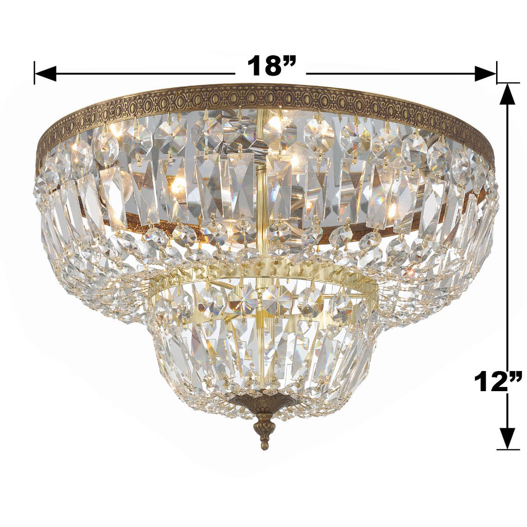 Antique Hardware Crystorama 4 Light Spectra Crystal Olde Brass Flush Mount Semi Flush