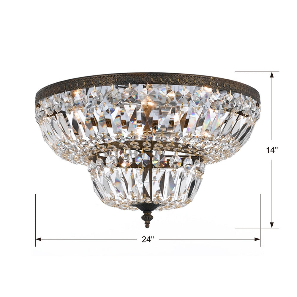 ##Antique Hardware## Crystorama 6 Light Spectra Crystal English Bronze Flush Mount