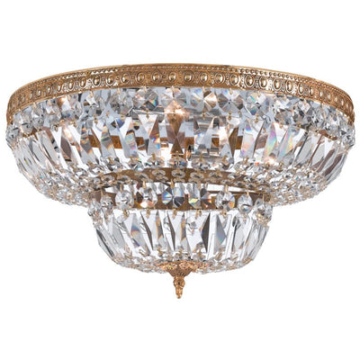##Antique Hardware## Crystorama 6 Light Clear Hand Cut Olde Brass Flush Mount