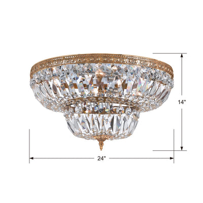 ##Antique Hardware## Crystorama 6 Light Clear Hand Cut Olde Brass Flush Mount