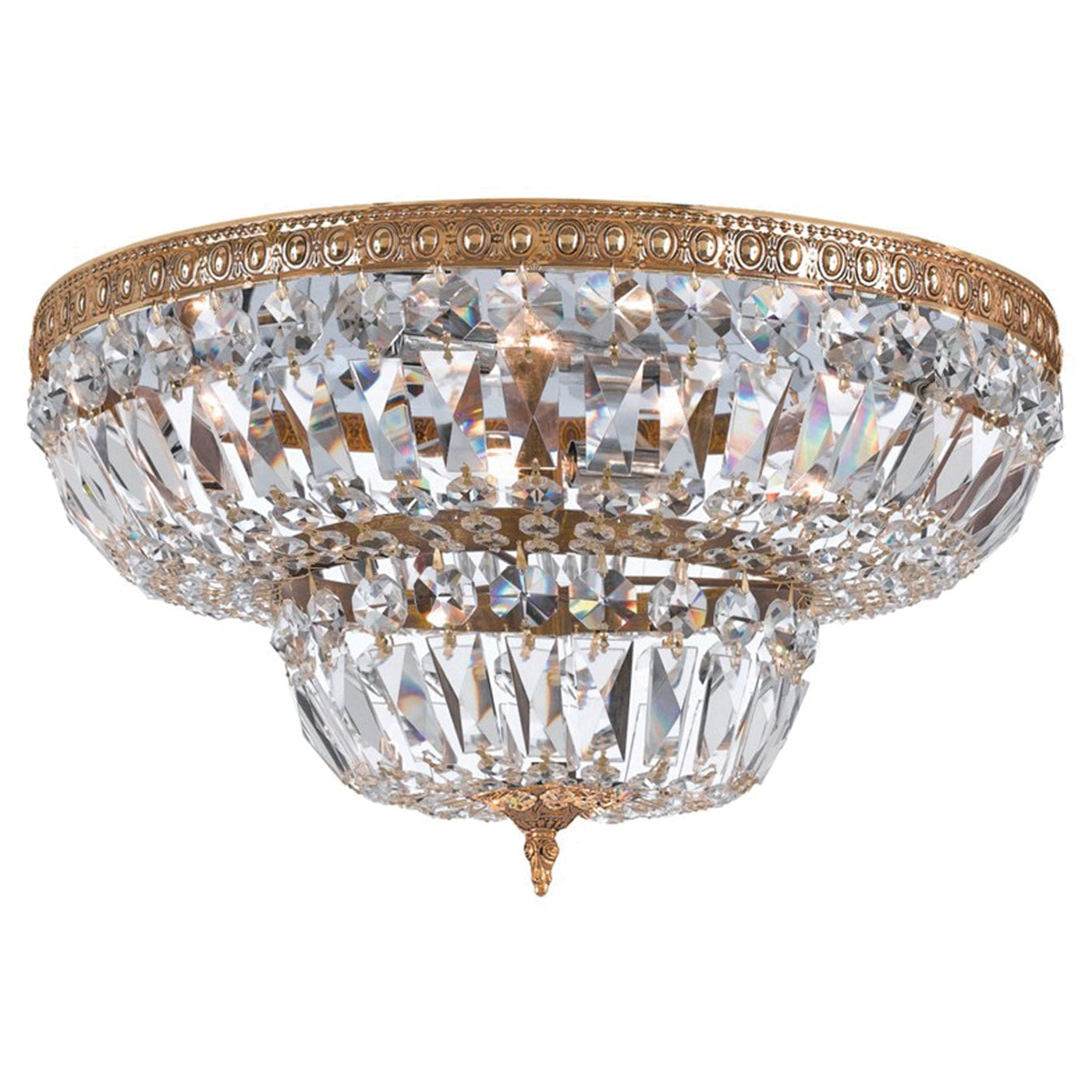 Antique Hardware Crystorama 6 Light Spectra Crystal Olde Brass Flush Mount Semi Flush