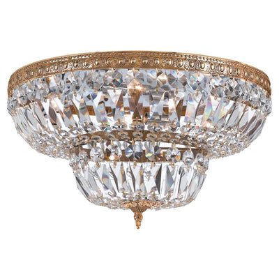 Antique Hardware Crystorama 6 Light Spectra Crystal Olde Brass Flush Mount Semi Flush