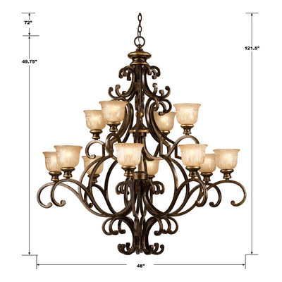 ##Antique Hardware## Norwalk 12 Light Bronze Umber Chandelier